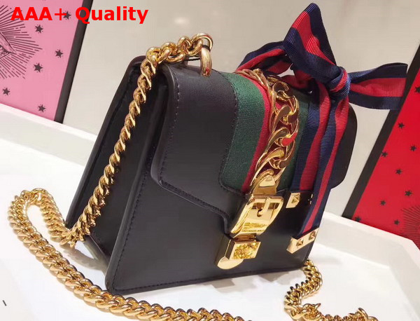 Gucci Sylvie Leather Mini Chain Bag in Black Calfskin Replica