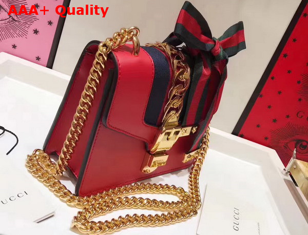 Gucci Sylvie Leather Mini Chain Bag in Red Calfskin Leather Replica