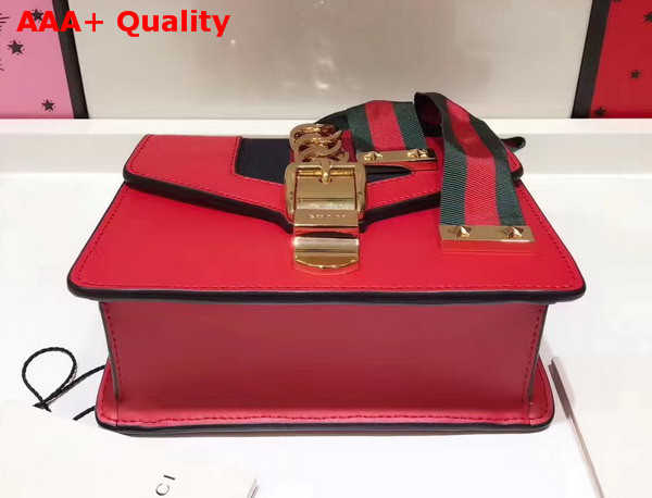 Gucci Sylvie Leather Mini Chain Bag in Red Calfskin Leather Replica