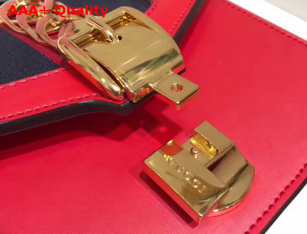 Gucci Sylvie Leather Mini Chain Bag in Red Calfskin Leather Replica