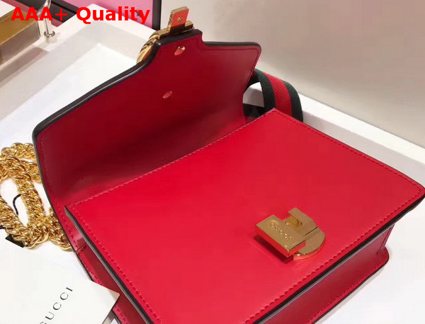 Gucci Sylvie Leather Mini Chain Bag in Red Calfskin Leather Replica