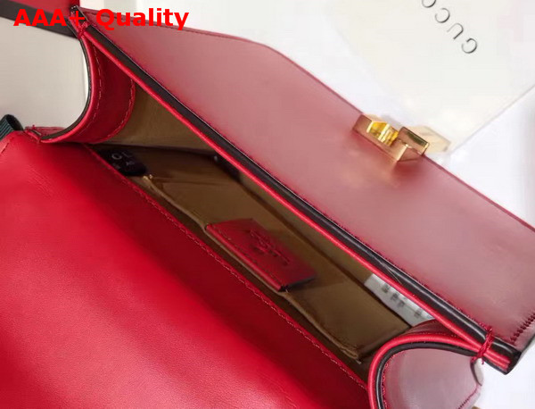 Gucci Sylvie Leather Mini Chain Bag in Red Calfskin Leather Replica