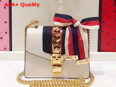 Gucci Sylvie Leather Mini Chain Bag in White Calfskin Leather Replica