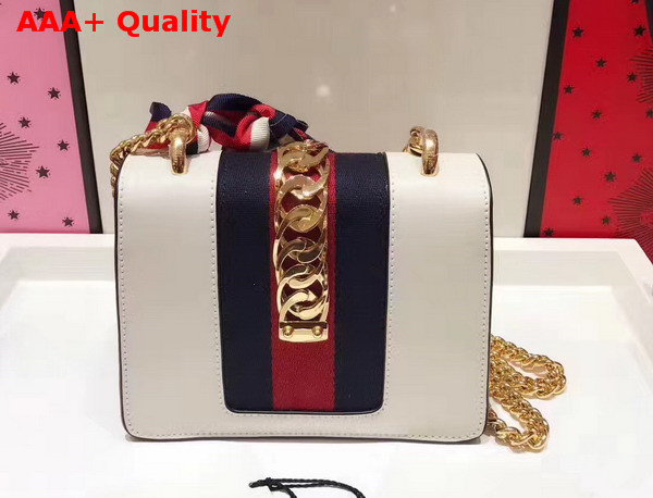 Gucci Sylvie Leather Mini Chain Bag in White Calfskin Leather Replica