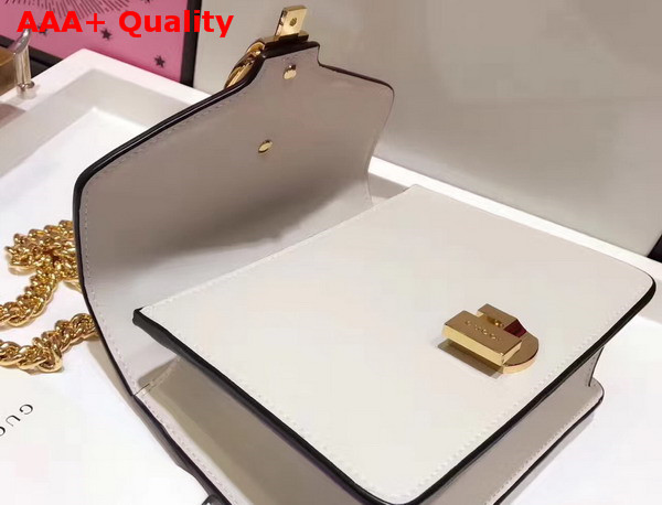 Gucci Sylvie Leather Mini Chain Bag in White Calfskin Leather Replica