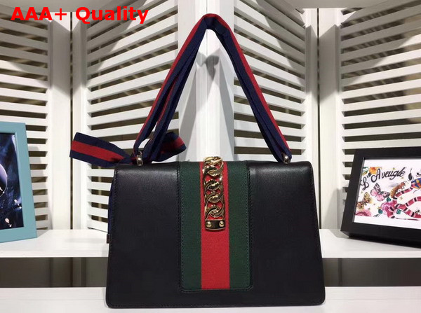 Gucci Sylvie Leather Shoulder Bag in Black Leather Replica