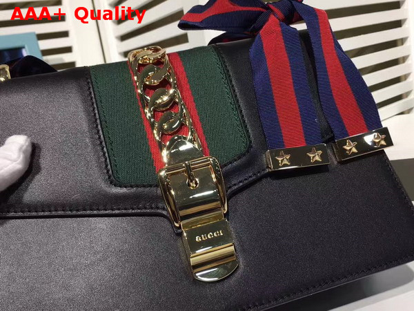 Gucci Sylvie Leather Shoulder Bag in Black Leather Replica