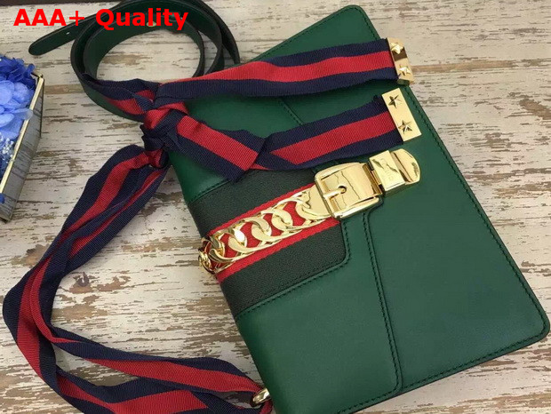 Gucci Sylvie Leather Shoulder Bag in Green Replica