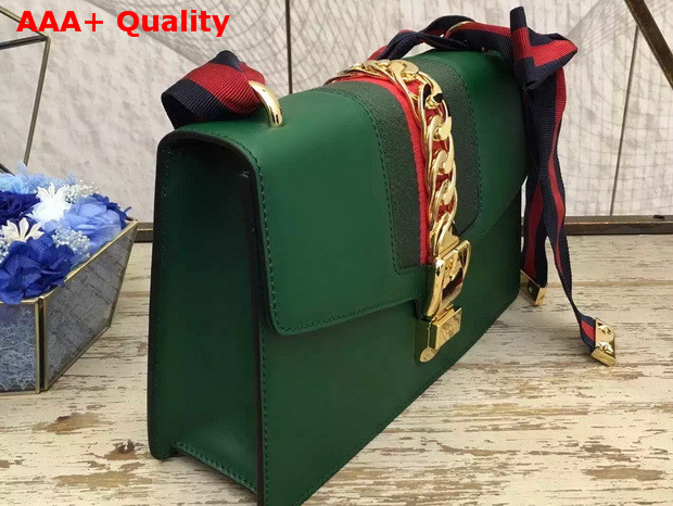 Gucci Sylvie Leather Shoulder Bag in Green Replica