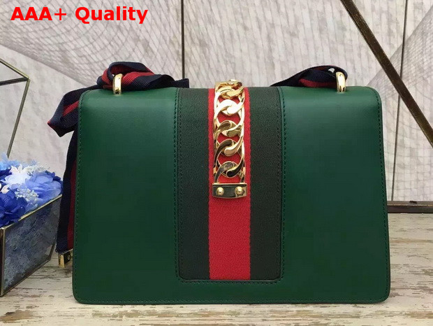 Gucci Sylvie Leather Shoulder Bag in Green Replica