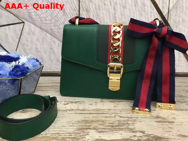 Gucci Sylvie Leather Shoulder Bag in Green Replica