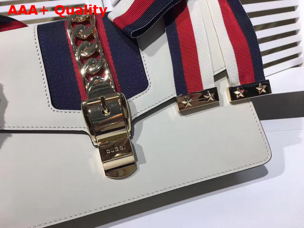 Gucci Sylvie Leather Shoulder Bag in Off White Replica