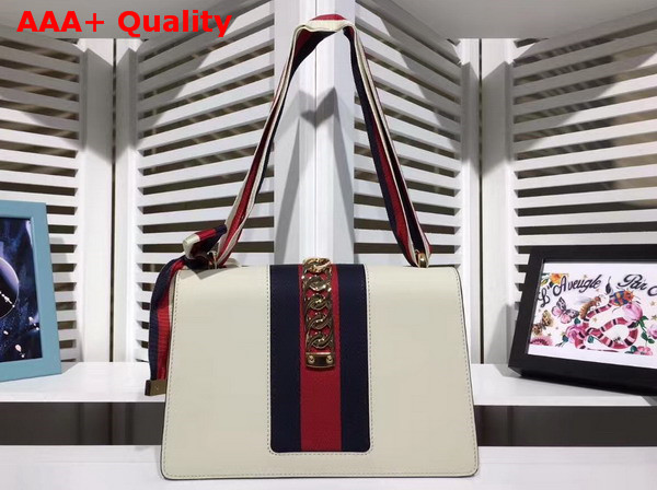 Gucci Sylvie Leather Shoulder Bag in Off White Replica