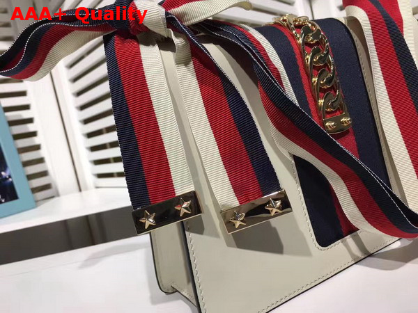 Gucci Sylvie Leather Shoulder Bag in Off White Replica