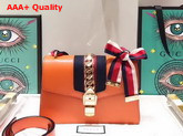 Gucci Sylvie Leather Shoulder Bag in Orange Leather Replica