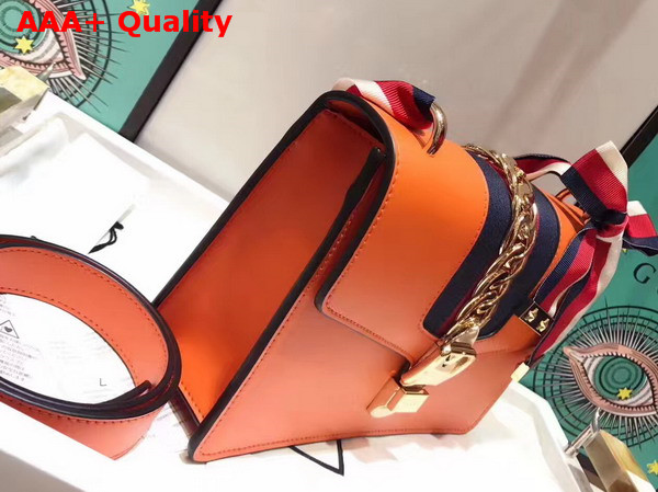 Gucci Sylvie Leather Shoulder Bag in Orange Leather Replica