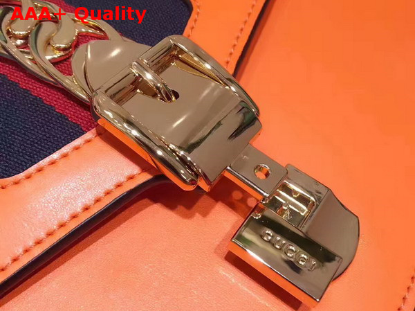 Gucci Sylvie Leather Shoulder Bag in Orange Leather Replica