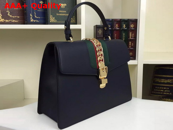 Gucci Sylvie Leather Top Handle Bag in Black Replica