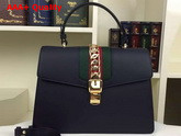 Gucci Sylvie Leather Top Handle Bag in Black Replica