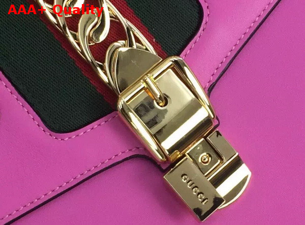 Gucci Sylvie Leather Top Handle Bag in Pink Leather Replica