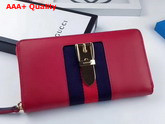 Gucci Sylvie Leather Zip Around Wallet in Hibiscus Red Leather Replica