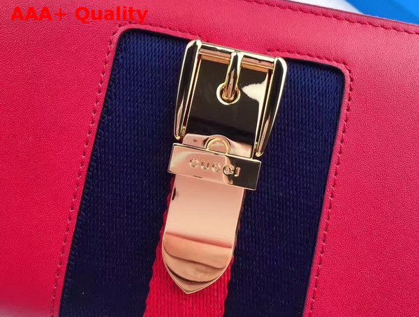 Gucci Sylvie Leather Zip Around Wallet in Hibiscus Red Leather Replica