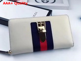 Gucci Sylvie Leather Zip Around Wallet in White Leather Replica