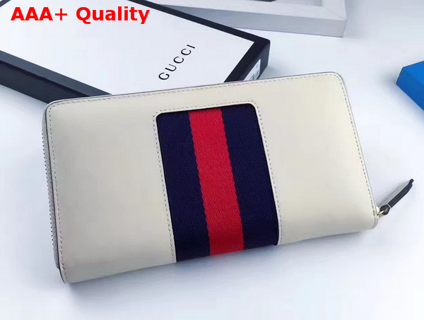 Gucci Sylvie Leather Zip Around Wallet in White Leather Replica