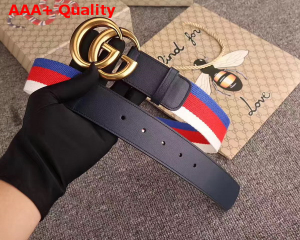 Gucci Sylvie Web Belt with Double G Buckle Black Leather Replica