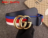 Gucci Sylvie Web Belt with Double G Buckle Black Leather Replica