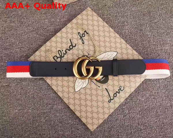 Gucci Sylvie Web Belt with Double G Buckle Black Leather Replica