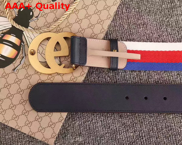 Gucci Sylvie Web Belt with Double G Buckle Black Leather Replica