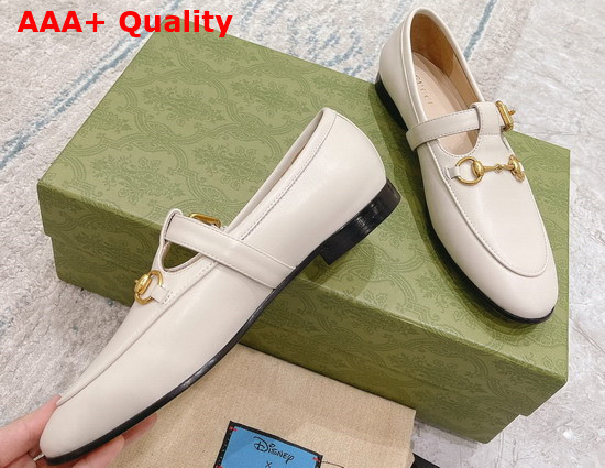 Gucci T Strap Leather Horsebit Loafer in White Replica