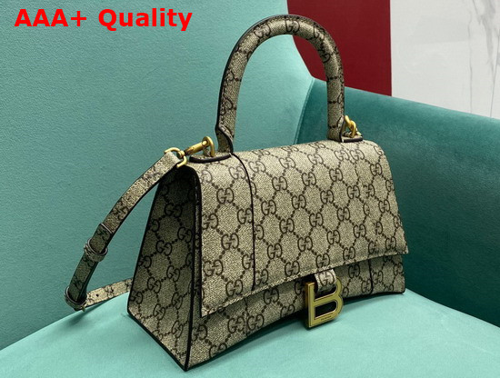 Gucci The Hacker Project Small Hourglass Bag Beige and Ebony GG Supreme Canvas 681697 Replica