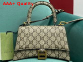 Gucci The Hacker Project Small Hourglass Bag Beige and Ebony GG Supreme Canvas 681697 Replica