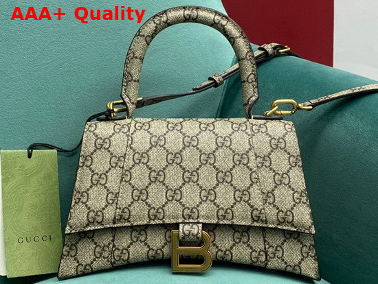 Gucci The Hacker Project Small Hourglass Bag Beige and Ebony GG Supreme Canvas 681697 Replica