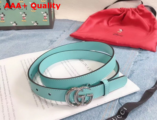 Gucci Thin Belt with Double G Buckle Pastel Green Leather 409417 Replica