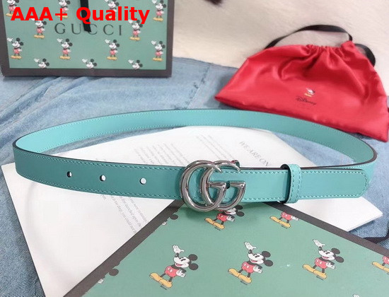 Gucci Thin Belt with Double G Buckle Pastel Green Leather 409417 Replica