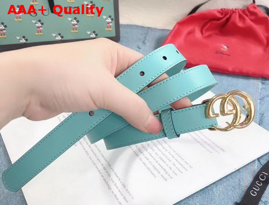 Gucci Thin Belt with Double G Buckle Pastel Green Leather 409417 Replica