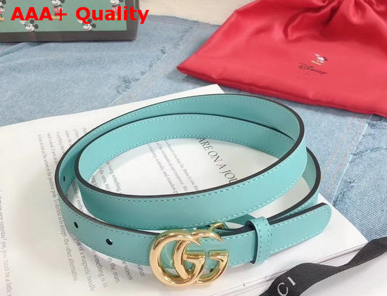 Gucci Thin Belt with Double G Buckle Pastel Green Leather 409417 Replica