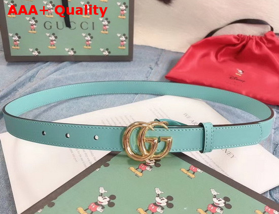 Gucci Thin Belt with Double G Buckle Pastel Green Leather 409417 Replica