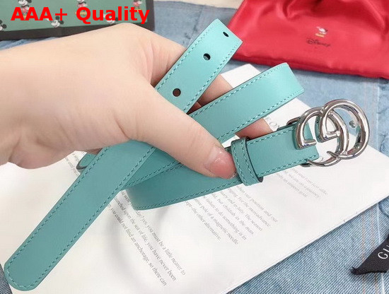 Gucci Thin Belt with Double G Buckle Pastel Green Leather 409417 Replica