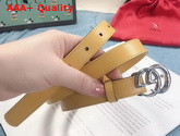 Gucci Thin Belt with Double G Buckle Pastel Yellow Leather 409417 Replica