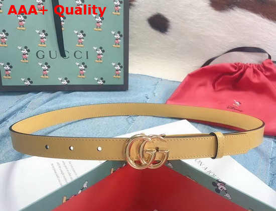 Gucci Thin Belt with Double G Buckle Pastel Yellow Leather 409417 Replica