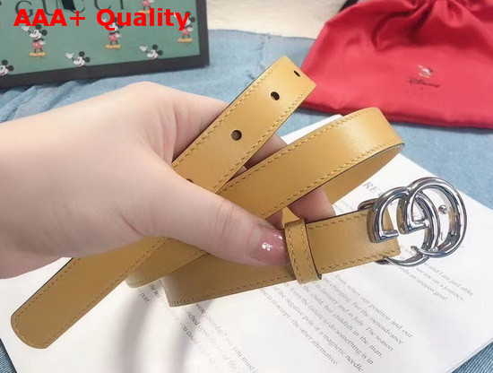 Gucci Thin Belt with Double G Buckle Pastel Yellow Leather 409417 Replica