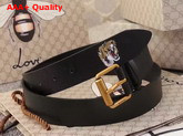 Gucci Tiger Print Leather Belt Black Replica