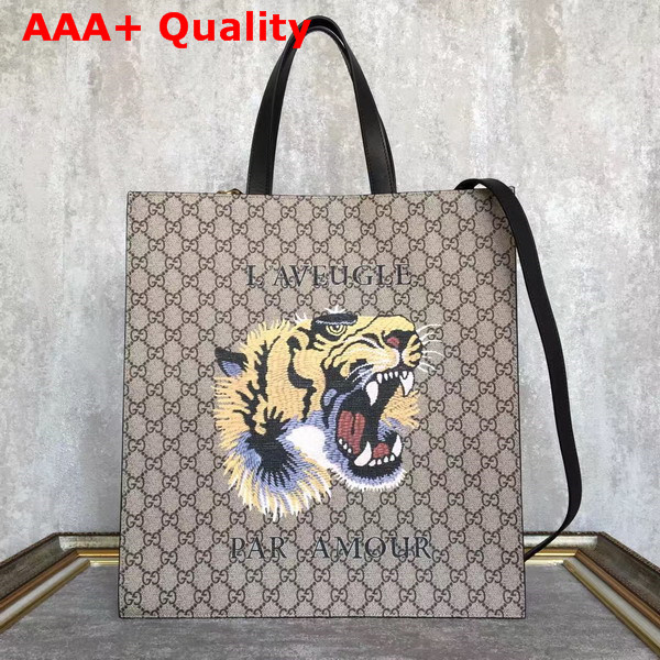 Gucci Tiger Print Soft GG Supreme Tote Replica