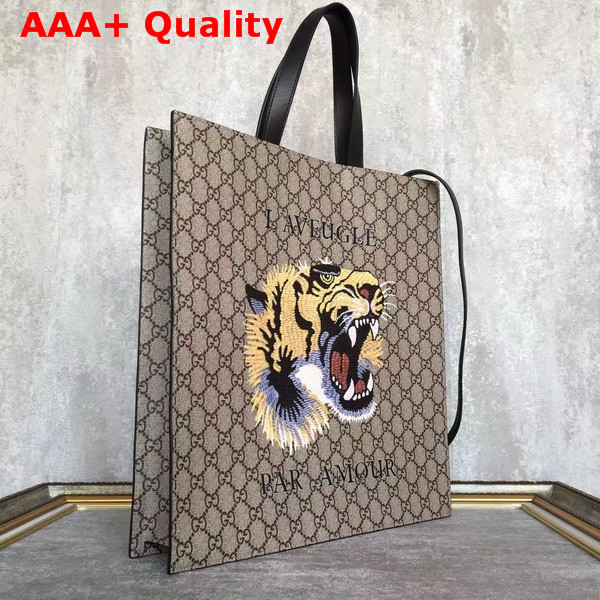 Gucci Tiger Print Soft GG Supreme Tote Replica