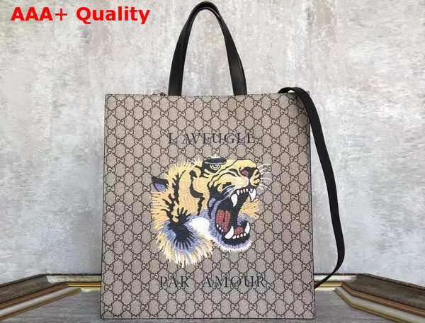 Gucci Tiger Print Soft GG Supreme Tote Replica