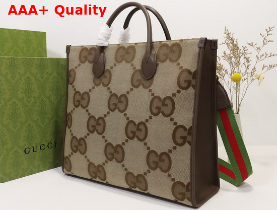 Gucci Tote Bag with Jumbo GG Camel and Ebony Jumbo GG Canvas 678839 Replica